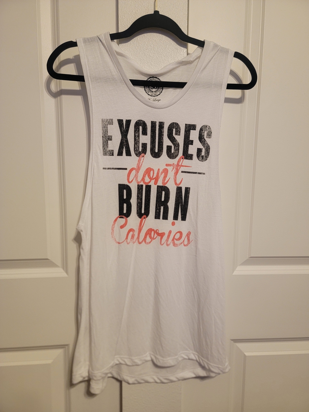 SO White Graphic Muscle Tank with Black and Coral Print